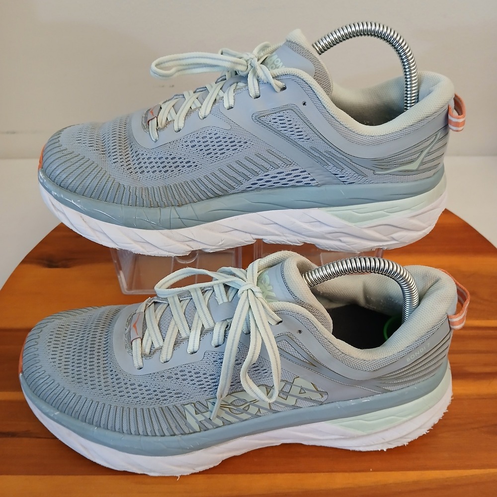Hoka One One Bondi 7 Womens 9 Blue Running Shoes Sneakers 1110519 BFBG